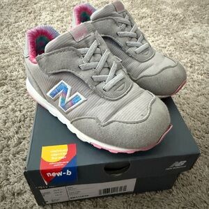 Kids New Balance Gray and Pink Sneakers